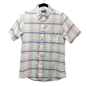 Vintage Par Four‎ Sportswear Pastel Plaid Button Down Shirt USA M Short Sleeve